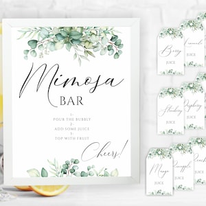 Mimosa Bar Sign, Mimosa Juice tag Label, Printable Mimosa Bar Sign, Mimosa Bar Wedding Sign, Modern Mimosa Bar Sign, Minimal Bar Sign, GIGI
