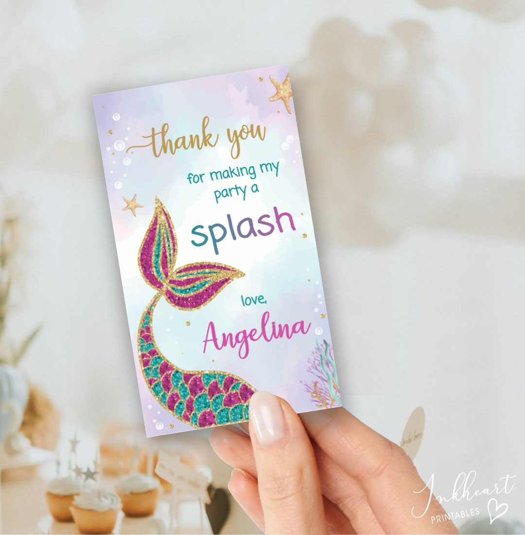 Editable Mermaid Favor Tags, Birthday Thank You Tag, Mermaid Gift Tag, Printable Favor Tag ...