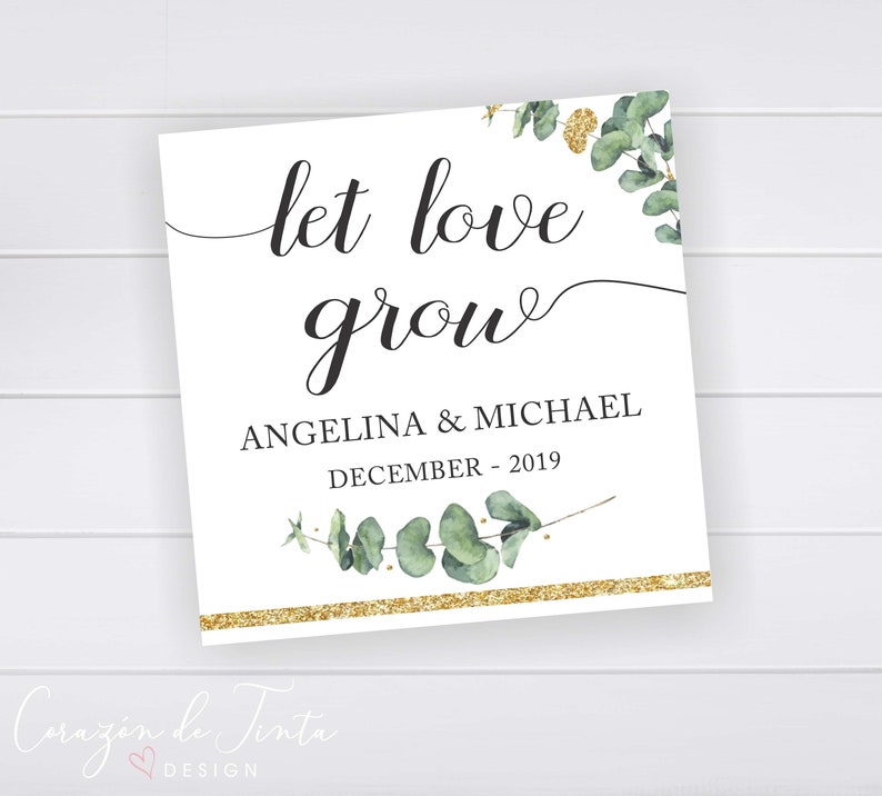 wedding Favor Tags Eucalyptus Favor Tags Plant Tags Let Love Grow Tags Favour Tags GP1 Greenery favor tag Printable Tags