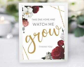 Succulent Favor Sign, Watch Me Grow Sign, Baby Shower Succulent Sign, Baby Shower Favor Sign, Plant Favor Sign, Printable Favor Sign, DELFI