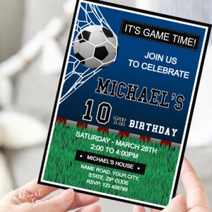 Soccer Birthday Invitation Template, Printable Soccer  Invitation, Birthday Invitation Template For Boys, Soccer Party Invite, Futbol, BBF01