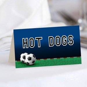 Soccer Food Label, Printable Food Tent Cards, Editable Soccer Party Decor, Futbol Food Label Template, BBF01