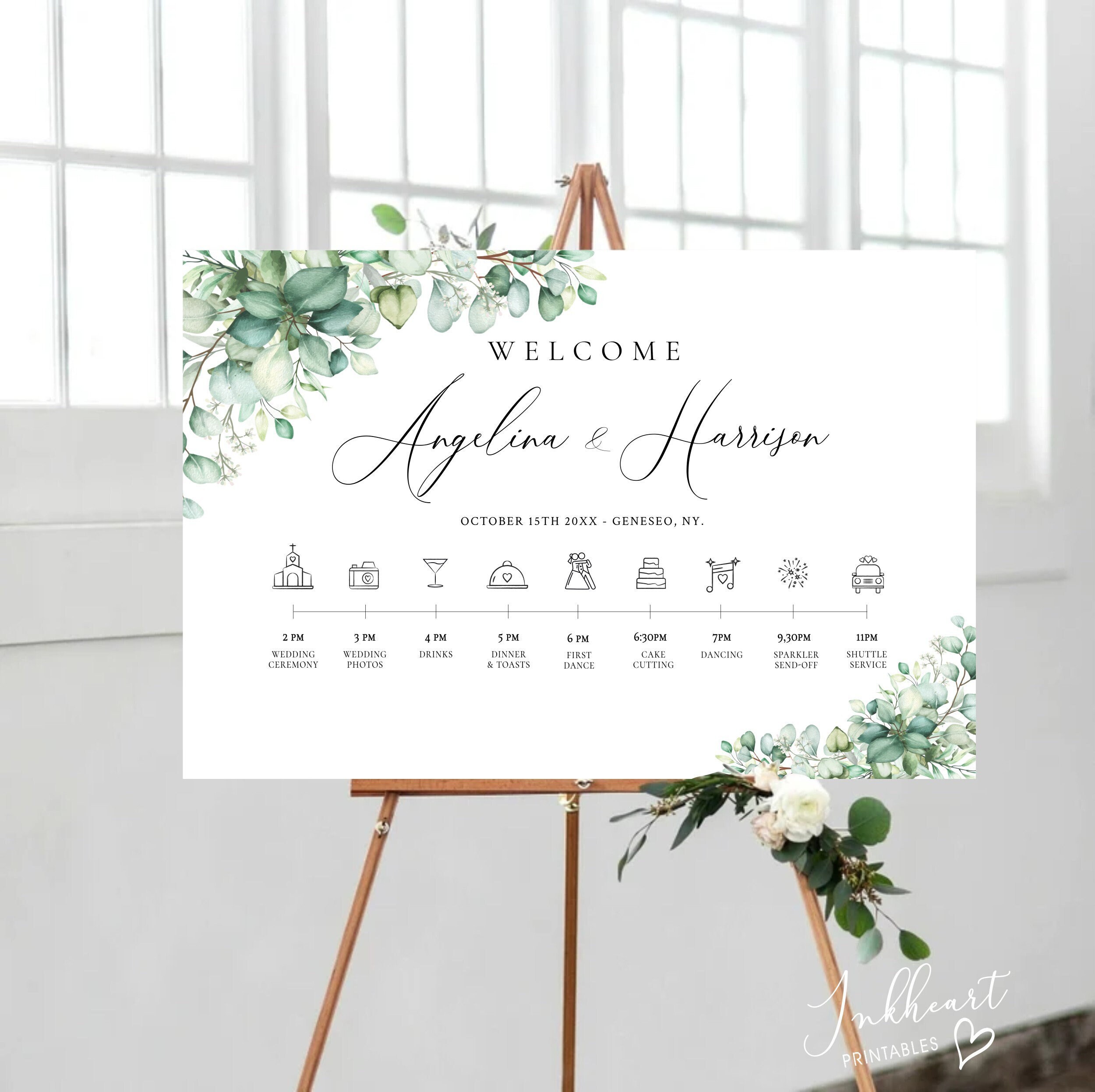 Wedding Timeline Sign Template, Editable Wedding Itinerary Sign ...