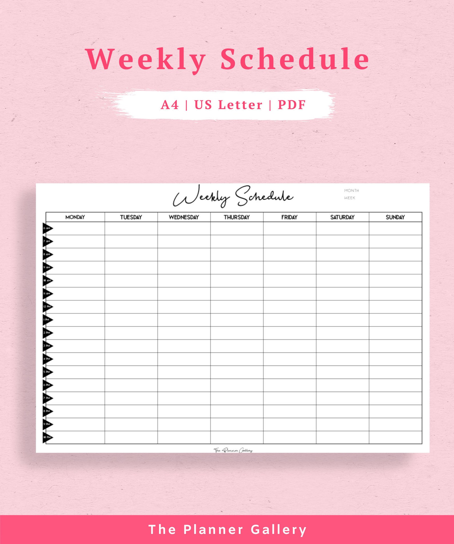 Weekly Schedule Printable, School Schedule, College Schedule, Work