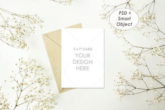Download 5 X 7 Invitation Card Mockup Wedding Invitation Etsy PSD Mockup Templates