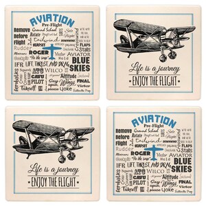 Stenen Aviator-Pilot-onderzetter, 4-delig
