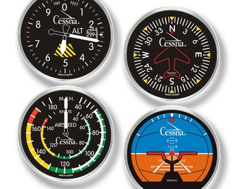 Juego de posavasos con instrumentos de cabina vintage o modernos