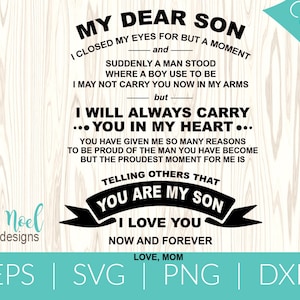 My Dear Son Quote | | Eps, Svg, Png, Tif Digital File | To my son