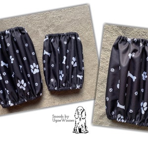 Waterproof thick snood &#39;Paws and bones&#39; - Dog snood - Waterproof dog snood - Dog ear cover - cocker cavalier basset snood - large dog snood