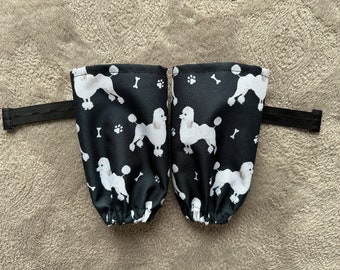 Schwarze 'Pudel' Hunde Bein Snoods - Set von 2 Leggings - Hunde Bein Wraps - Hunde Leggings - Hunde Bein Over - Hunde Bein Schützer