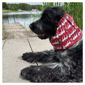 Cotton dog snood in geese pattern - Snood for dogs - Cavalier snood - Cocker snood - Spaniel snood - dog ear cover