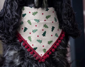 Christmas bandana - Dog Bandana - Slip on Over the Collar | tie on Bandana - Cat bandana - Pet Accessories - Bandana for puppy