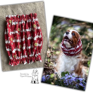 Cotton dog snood in geese pattern with wavy endings - Snood for dogs - Cavalier snood - Cocker snood - Spaniel snood - dog ear cover
