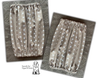 Snood de perro de algodón beige 'Estrellas' - terminaciones simples u onduladas - cavalier cocker basset poodle springer spaniel snood - snood de verano para perro