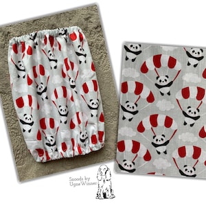 Cotton dog snood &#39;Flying pandas&#39;- Snoods for long-eared dogs - Ear protector - Spaniel snood - Dog ear cover - Snood for dog - Cocker snood
