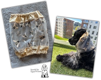 Snood respirant pour chien « Bees » - snood d'été - extrémités simples ou ondulées - snoods pour chiens - snood cocker cavalier caniche - snood afghan