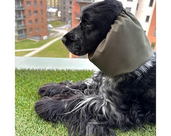 Khaki waterproof thick dog snood - Ear protector - Waterproof snood for dog - Cocker cavalier basset setter snood - spaniel snood