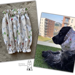 Cotton dog snood with wavy endings - Snoods for long-eared dogs - Spaniel snood - Basset snood - Snoods for dogs - Dog ear protector
