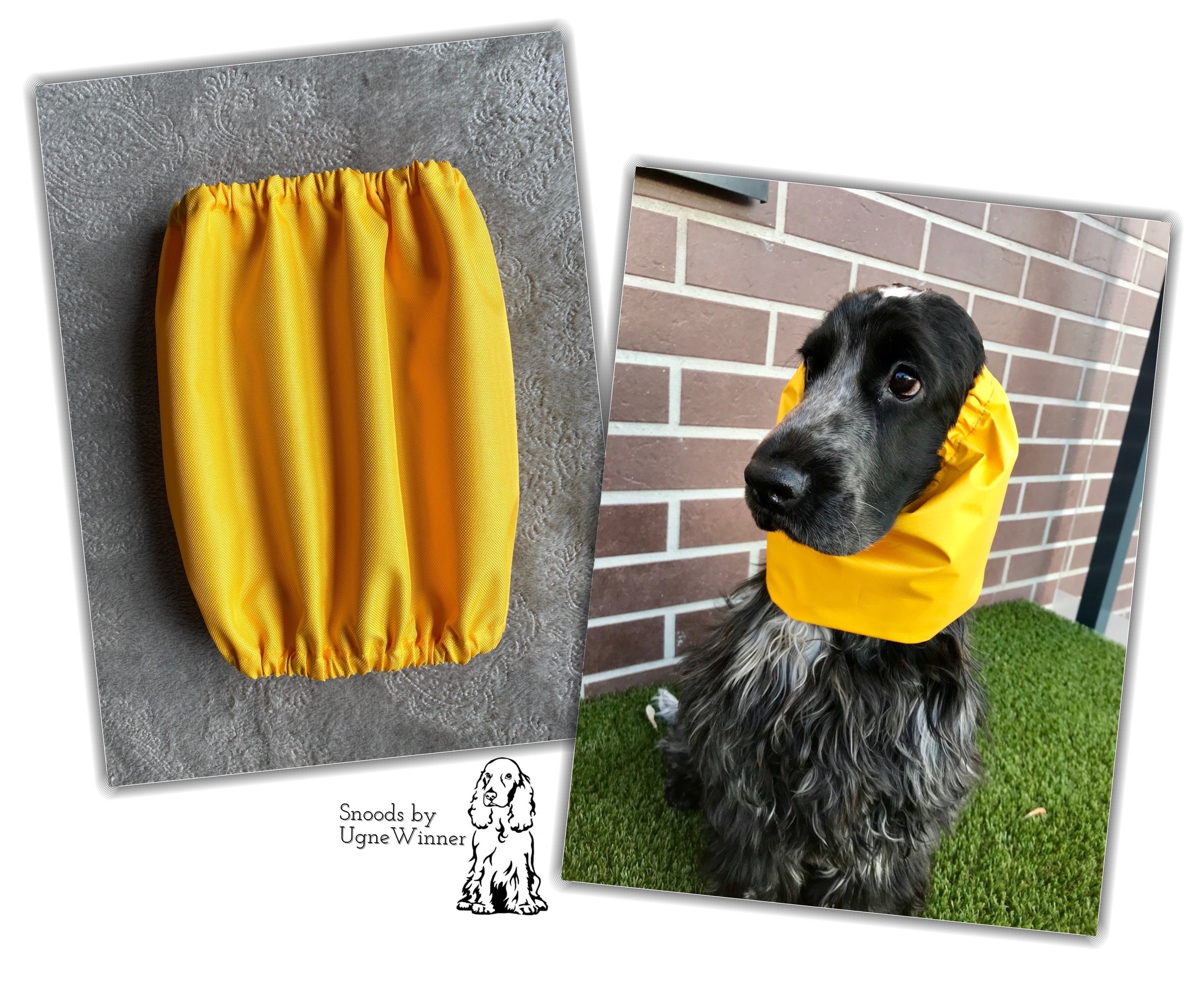 Yellow waterproof thick dog snood - Ear protector - Waterproof snood for dog - Cocker cavalier basset setter snood - spaniel snood