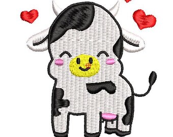 Machine Embroidery Designs cow and hearts 63mm x 68mm download file .dst .hus .pes .exp .vip .xxx .jef