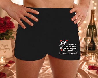 2nd Anniversary Personalised Boxer Shorts | Cotton Anniversary Gift for Him | Embroidered Boxers | Funny Anniversary Gift | Custom Underwear