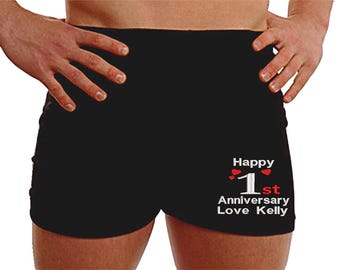 パーソナライズされたボクサーパンツ 結婚 1 周年記念 コットン ギフト プレゼント 夫 旦那 下着 高品質製品 完璧な記念品 男性