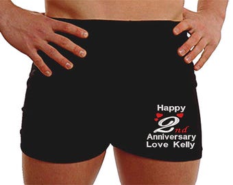 パーソナライズされたボクサーパンツ バレンタイン 結婚 2 周年記念 コットン ギフト プレゼント 夫 旦那 下着 高品質製品 記念品