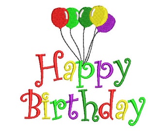 Machine Embroidery Designs Happy Birthday balloons 93mm x 90mm download file .dst .hus .pes .exp .vip .xxx .jef