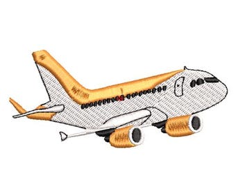 Machine Embroidery Designs plane orange and white 99mm x 46mm download file .dst .hus .pes .exp .vip .xxx .jef
