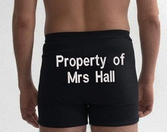 Cuecas boxer personalizadas para o Dia dos Namorados, aniversário de casamento, presentes para o marido, com bordado personalizado de qualquer mensagem.