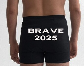 Personalised boxers shorts BRAVE 2025 wedding anniversary underwear Just Married gifts presents husband custom embroidered any message men's