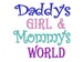 Machine Embroidery Design Daddy's Girl Mommy's World 100mm x 100mm download file .dst .hus .pes .exp .vip .xxx .jef 