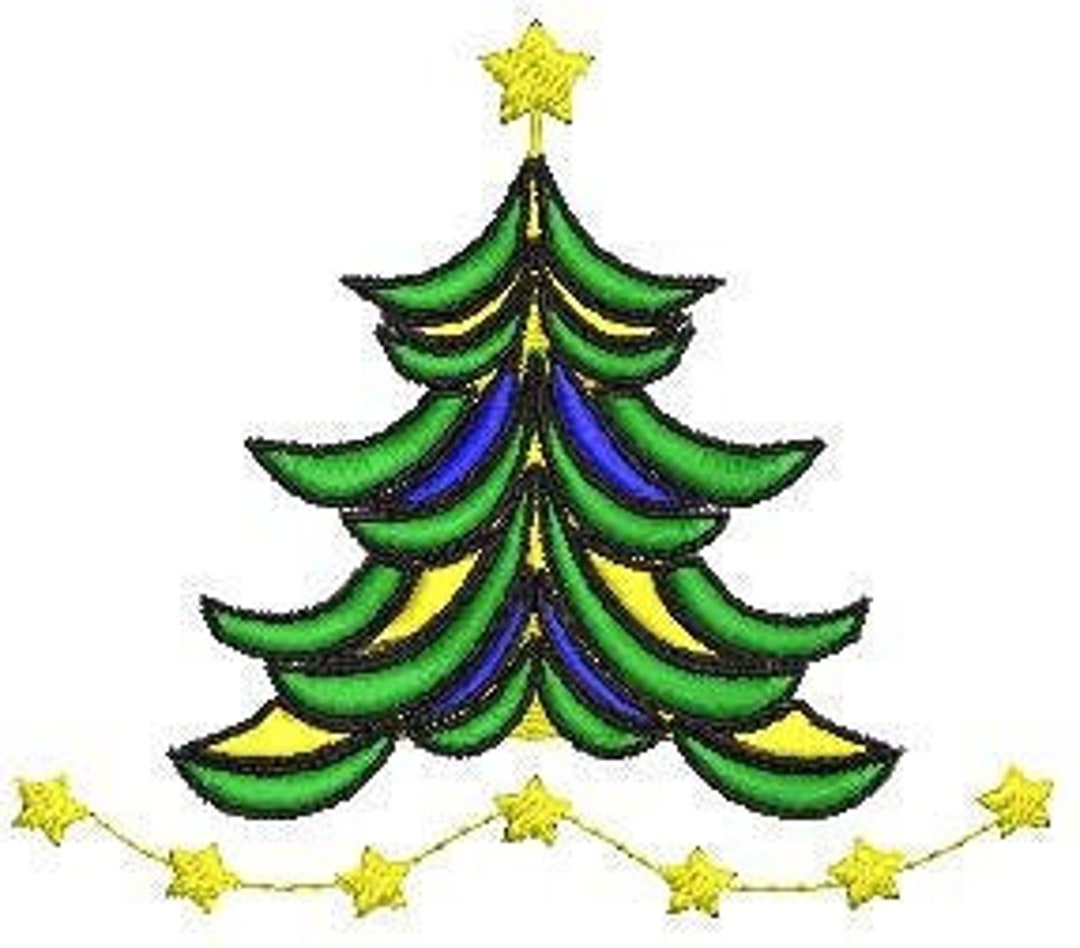 Machine Embroidery Design Stars Christmas Tree Design 91mm X 78mm Download File .dst .hus .pes