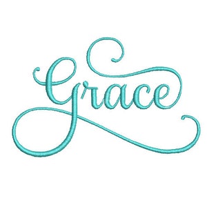 Diseños de bordado de máquina Grace script font 96mm x 6mm archivo de descarga .dst .hus .pes .exp .vip .xxx .jef