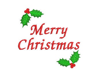 Machine Embroidery Design Merry Christmas 100mm x 100mm download file .dst .hus .pes .exp .vip .xxx .jef