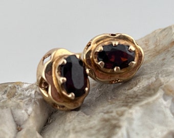 pendientes vintage de oro de 9 quilates con granates naturales