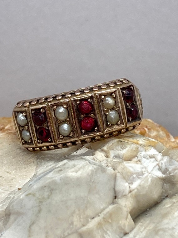 Antique Victorian Chester 1882 9ct Gold Red Stone and Pearl - Etsy