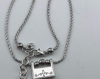 colgante de collar de cadena inusual de plata maciza vintage de hasta 46 cm