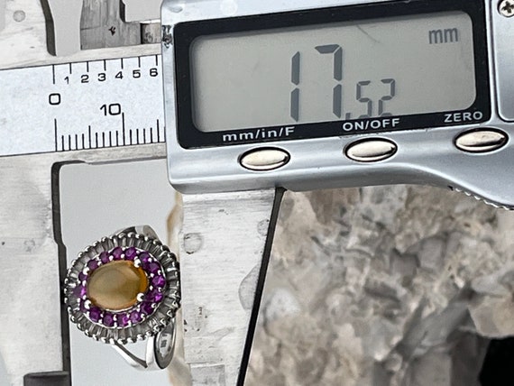 statement Opal, Ruby and white topaz ring size uk… - image 5