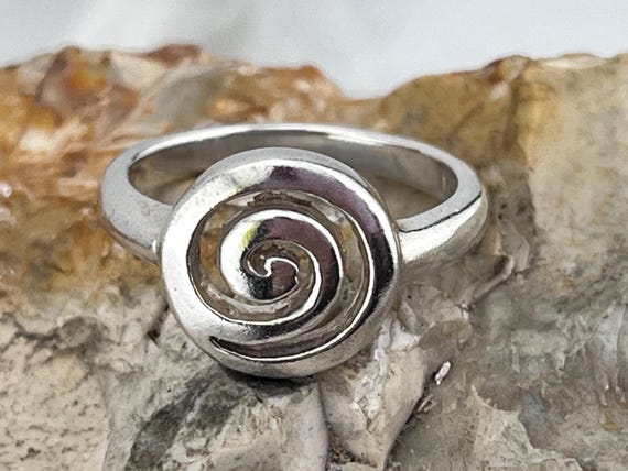 solid silver spiral front ring size uk P USA 7.5 - image 7