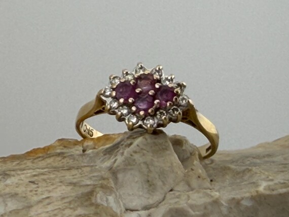 ruby and diamond cluster ring in 14ct gold size u… - image 10