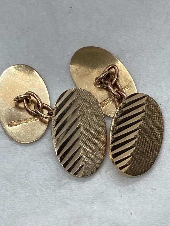 9ct gold 1965 vintage gold cufflinks 7.1g - image 2