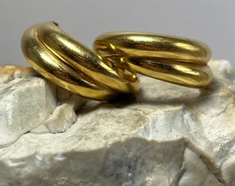 Italian hallmarked 18ct gold double hoop earrings vintage