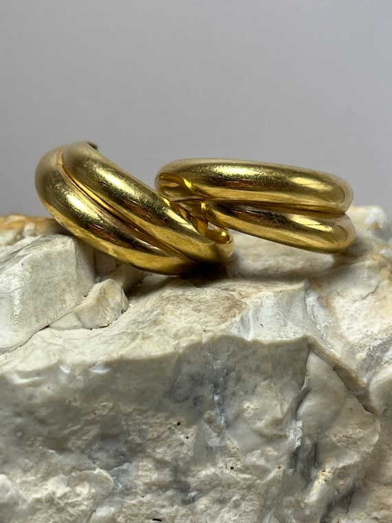 Italian hallmarked 18ct gold double hoop earrings… - image 1
