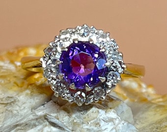 1965 amethyst halo vintage ring size ukM usa6.25