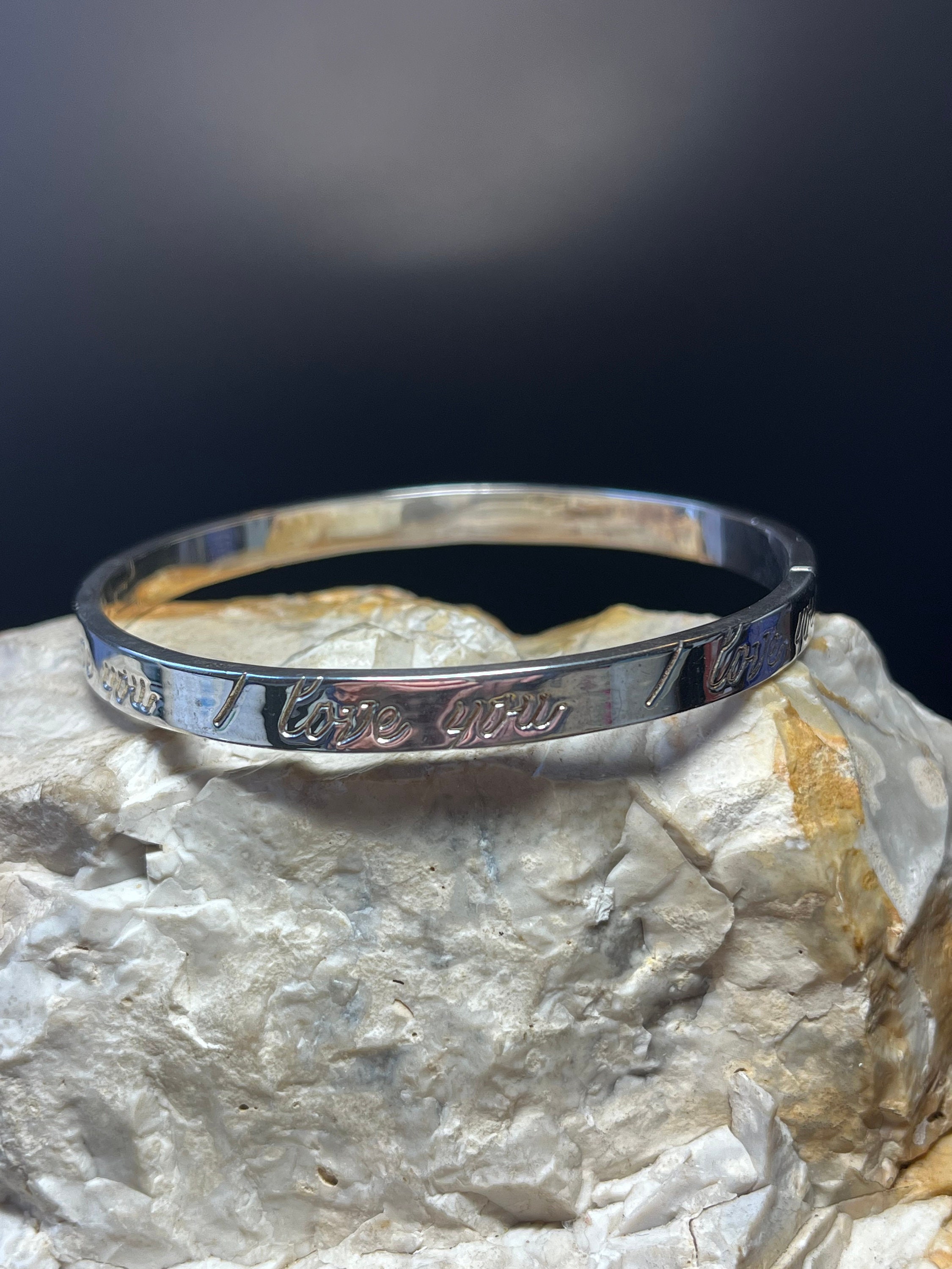 I Love You 925 Silver Bangle - Etsy