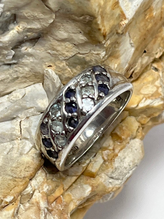 Solid silver gem set band ring stacker spacer Tha… - image 9