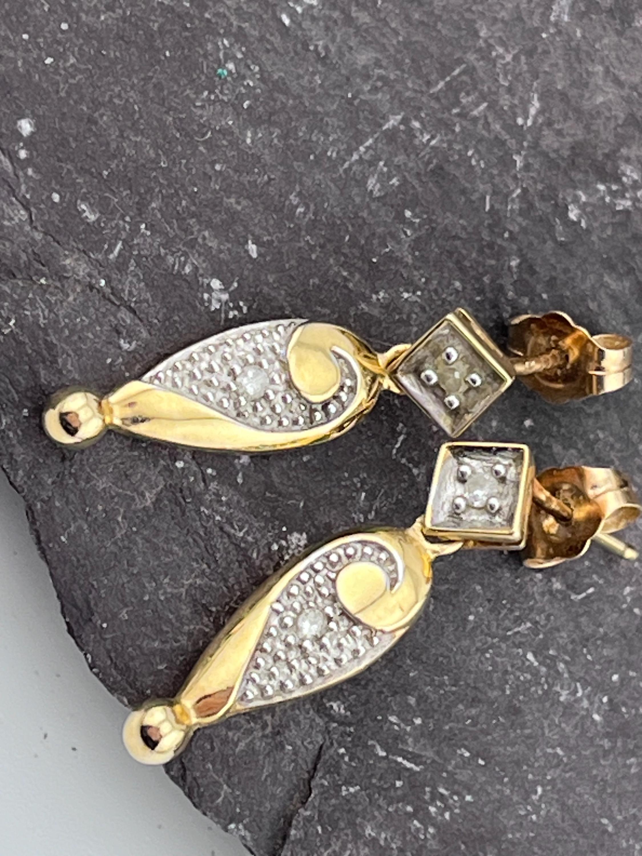 14K Gold Gehämmert Diamant Geschliffen Gemustert Geometrische