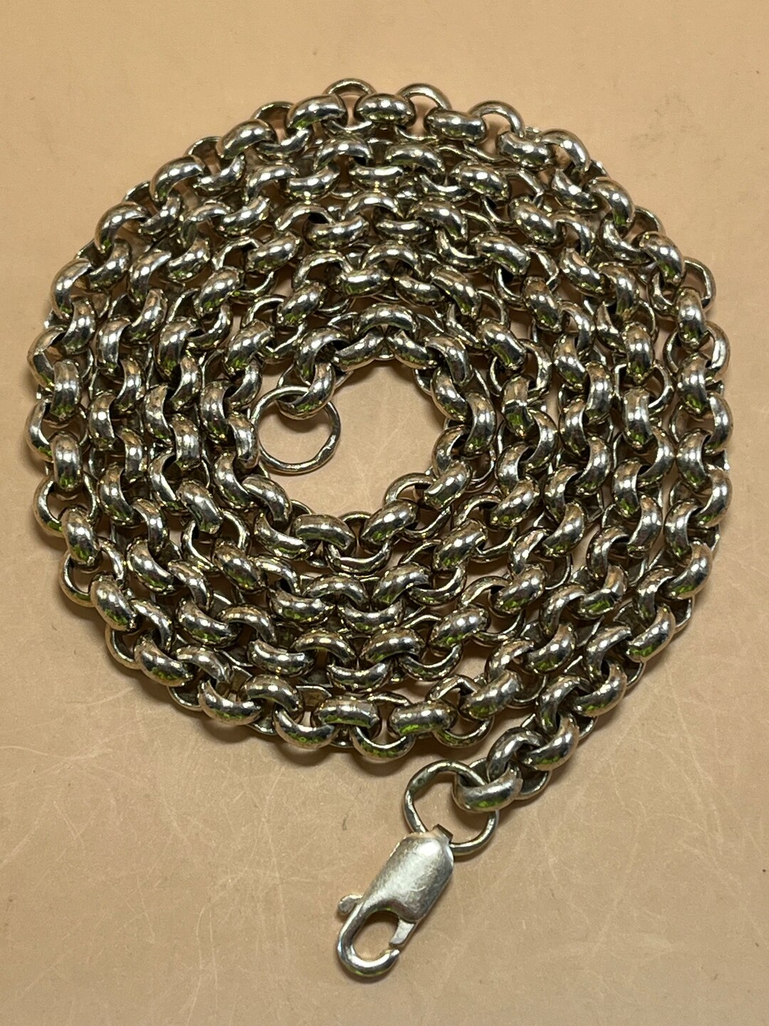52cm Hallmarked Sterling Silver Rolo Chain Necklace Etsy