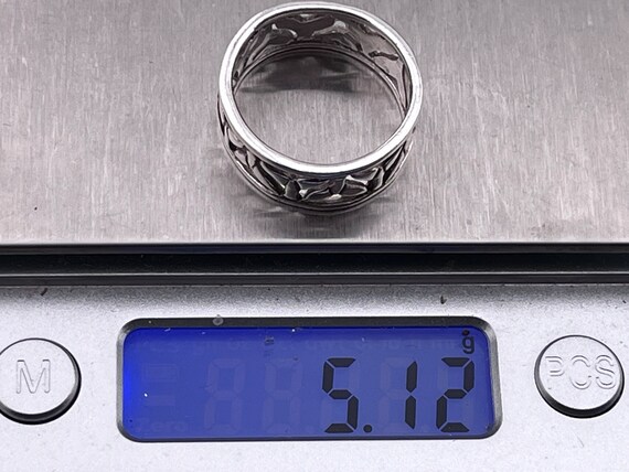 vintage solid silver pierced dolphin(?) tail band… - image 3